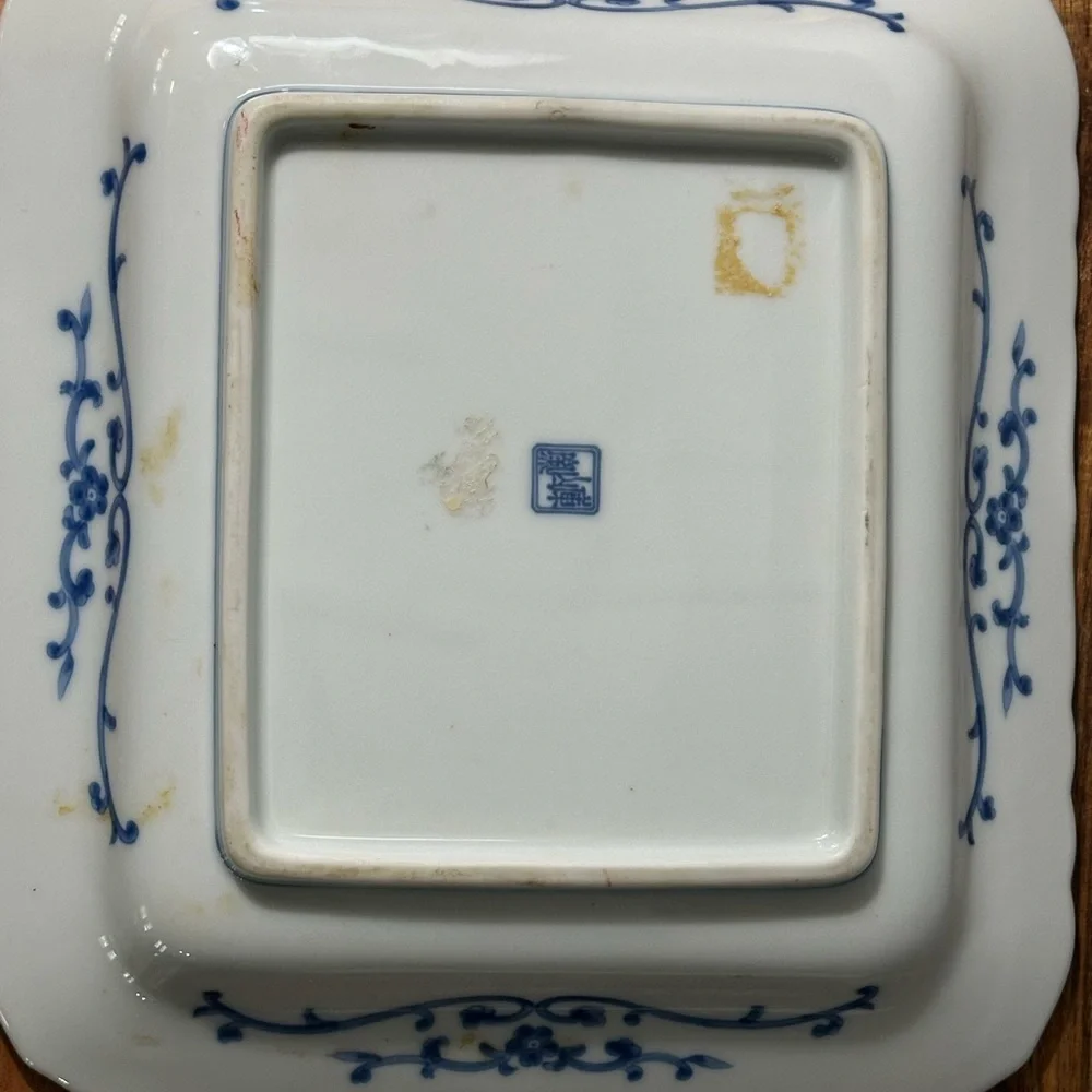 Antique Blue and White Scenic Porcelain Serving Platter - Picture 5 of 9